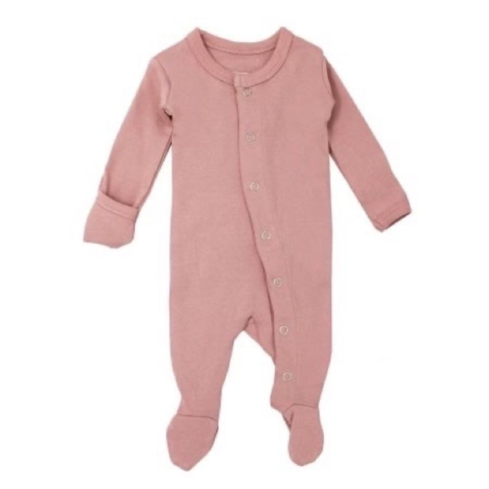 L'ovedbaby baby girls Organic Cotton Footed Overall Muave pink 0/3m